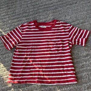 Madewell Red and White Striped Crop Top
